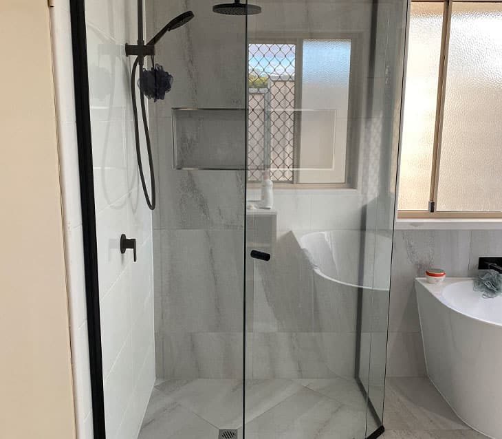 Black Semi Frameless Shower Screen — Shower Screen in Toowoomba in QLD
