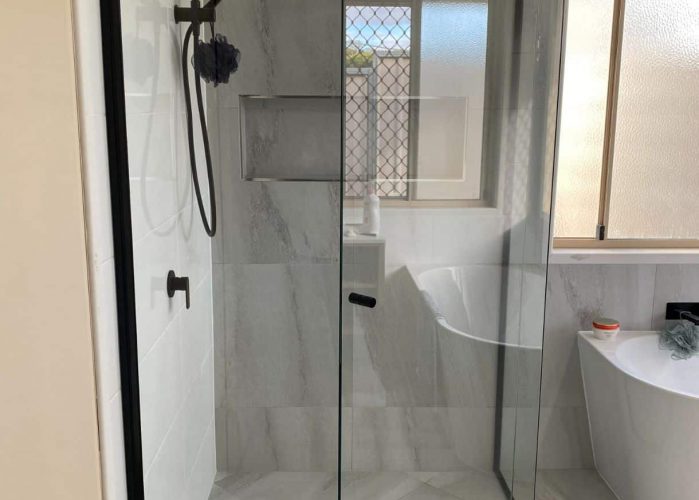 Brushed Nickel Semi Frameless 3 — Shower Screen in Toowoomba in QLD